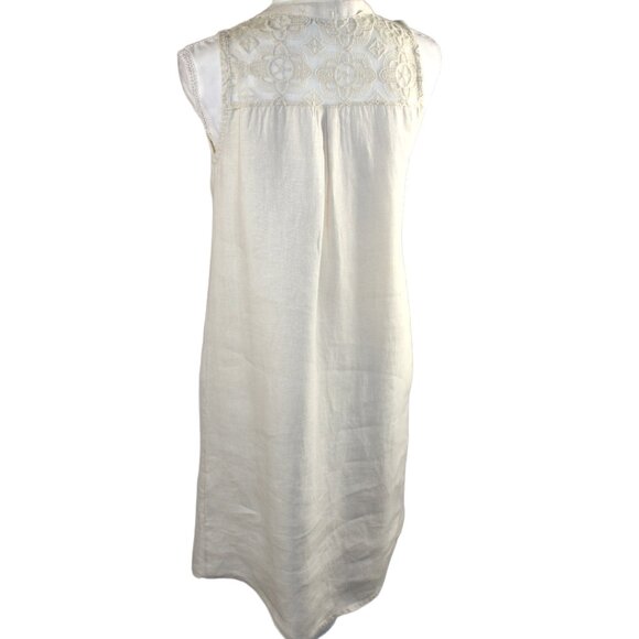 Stella Rosa Creamy Sand Linen Crochet Ascent Button V-Neck Dress, Size S… - Picture 5 of 5
